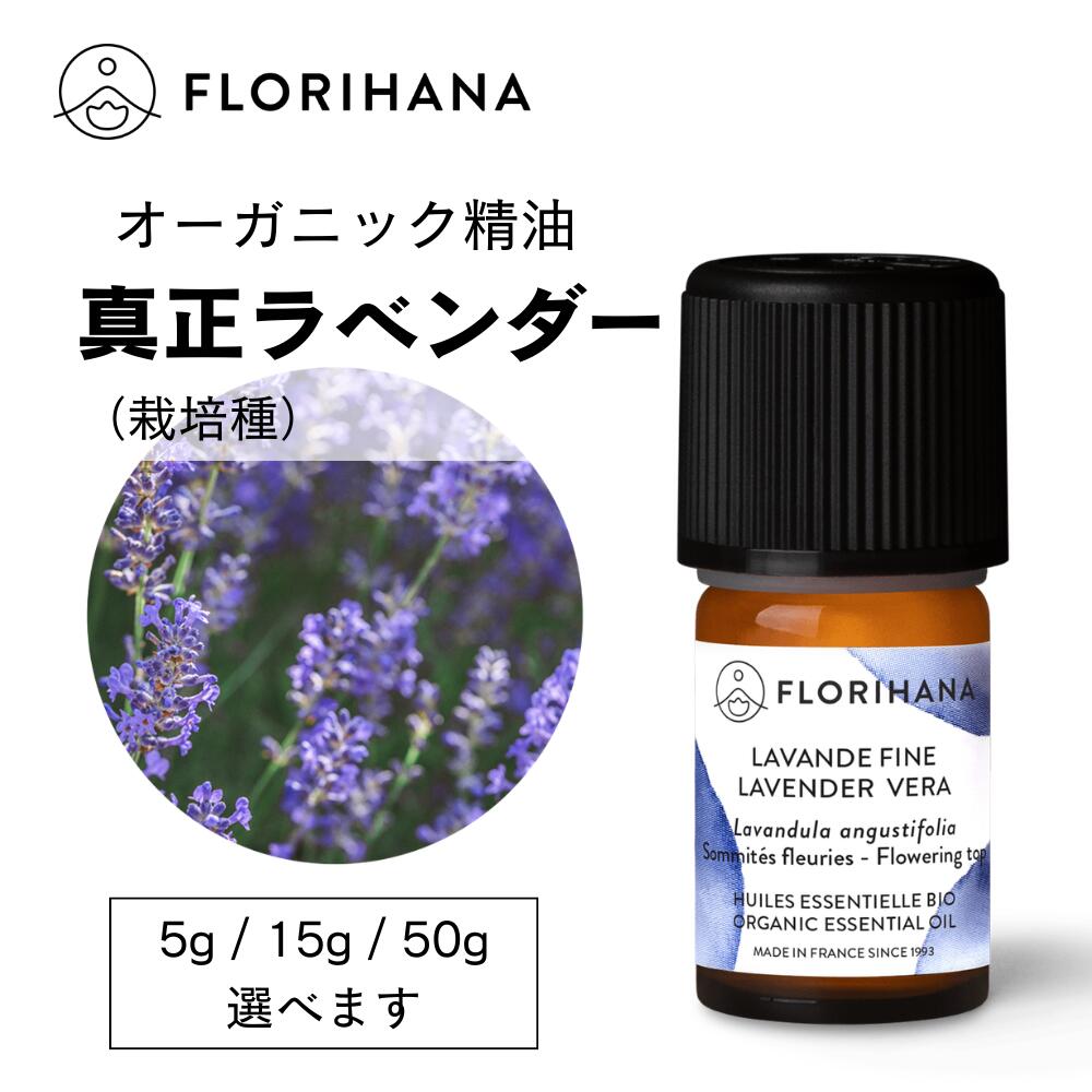 【フロリハナ公式】ラベンダー 精油 （真正ラベンダー／栽培種） オーガニック 5g/15g/50g 天然100% エッセンシャルオイル ア...