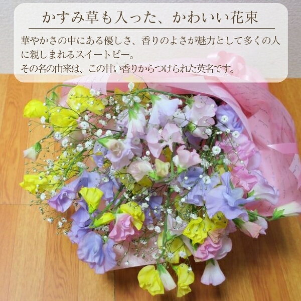 スプリングギフト「スイートピーの花束 L」 30本 ブーケ 誕生日 生花 ギフト プレゼント お祝い 贈り物　記念日