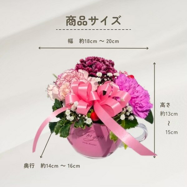 母の日限定アレンジメント「ティーカップアレンジ ピンク」ムーンダスト カーネーション 生花 ギフト プレゼント 贈り物 感謝 ありがとう マザーズデー