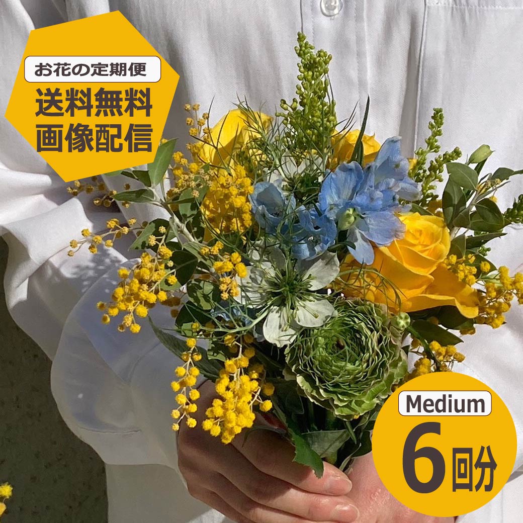 【ポイント5倍 店舗限定5と0の日】 【送料無料】 【お花の定期便】 Mediumサイズ 6回分 季節のお花を毎月お届け サブスク 生花 ミニブーケ 花束 ギフト 誕生日 記念日 プレゼント 花のある暮らし フラワーアレンジメント 花のサブスク