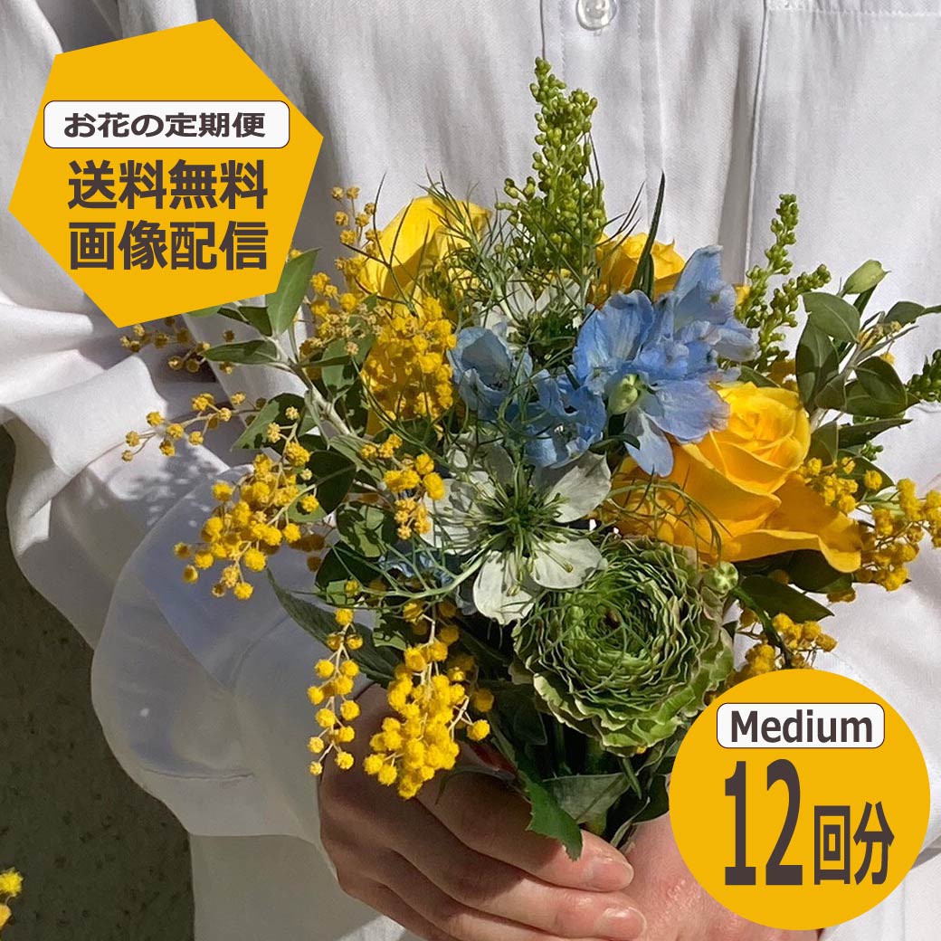 【送料無料】 【お花の定期便】 Mediumサイズ12回分 季節のお花を毎月お届け フラワーサブスク 生花 ミニブーケ 花束 ギフト 誕生日 記念日 プレゼント 花のある暮らし おしゃれ フラワーアレンジメント ハロウィン