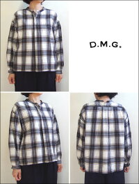 D.M.GドミンゴDMG16-535T37-8バックオープンシャツプルオーバーシャギータータンチェックフランネルブラウンMadeinJAPAN日本製