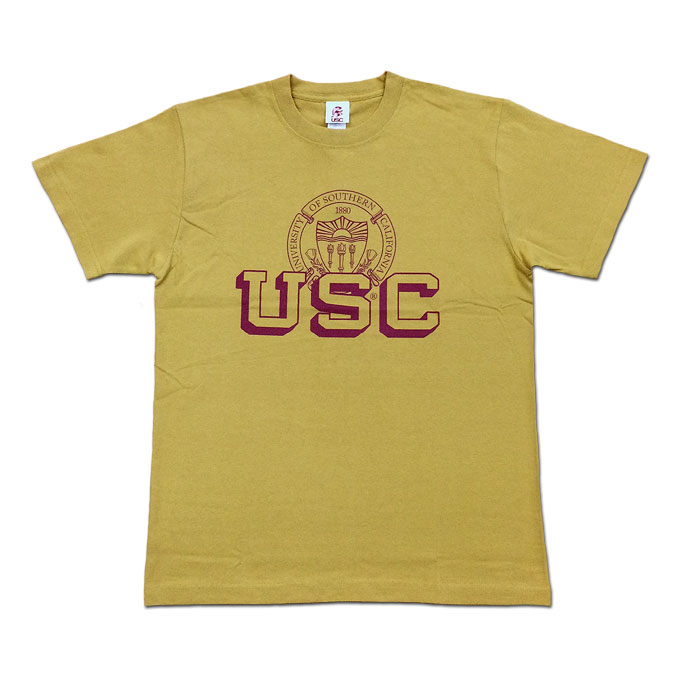 メール便 University of SOUTHERN CALIFORNIA TEE イエロー USC カレッジT Tシャツ カットソー 半袖 USAG-002