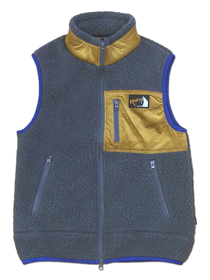 ROKX ロックス BERBER VEST バーバーベスト NEWFORGEGREY グレー ボアフリース アウトドア クライミング POLARTEC ポーラテック THERMAL PRO BOA RXMF194074