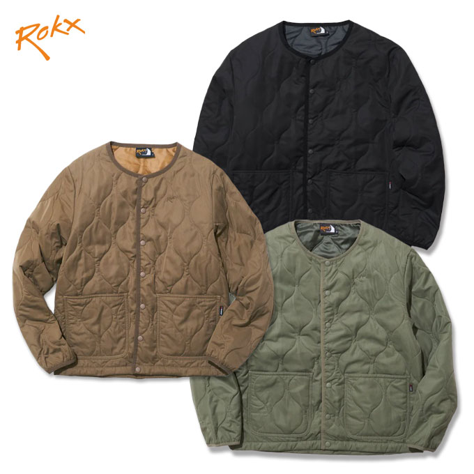 乐天商城 - ROKX ロックス QUILT CARDIGAN insulated POLARTEC® POWER FILL キルトカーディガン ジャケット アウトドア ポーラテック RXMF234024