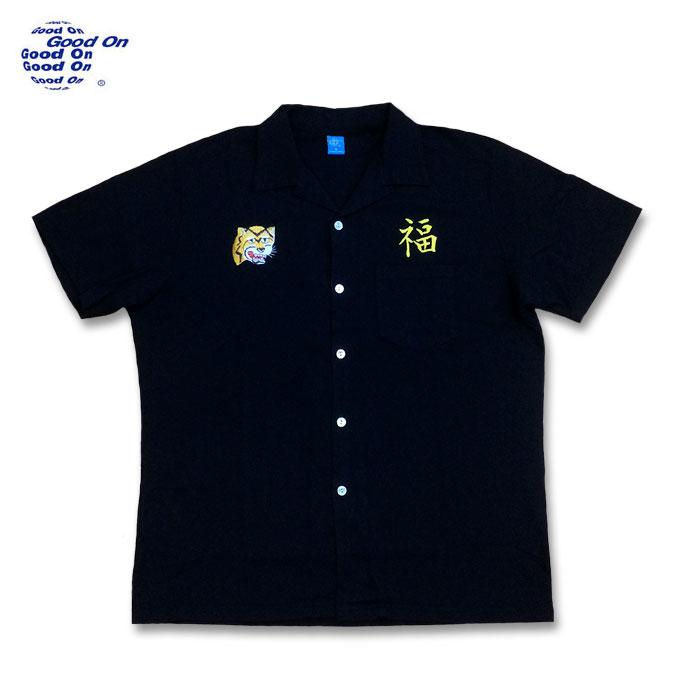乐天商城 - Good On グッドオン 虎福 EMB SS OPEN TEE SHIRTS オープンシャツ 刺繍 開襟シャツ COTTONUSA FabricMadeinUSA MadeinJAPAN GOST2316