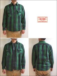 BIGMIKEビッグマイクHEAVYFLANNELSHIRTSヘビーフランネルシャツグリーン×ブラックネルシャツワークシャツチェック長袖10835103-7