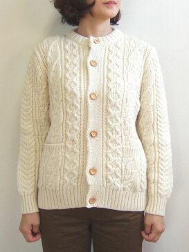 Kerry Woollen Mills ケリーウーレンミルズ Aran Cable Collarless Cardigan アランケーブルカラーレスカーディガン sweater セーター fisherman フィッシャーマン イギリス製 MadeinEngland 男女兼用 ユニセックス KW018-002