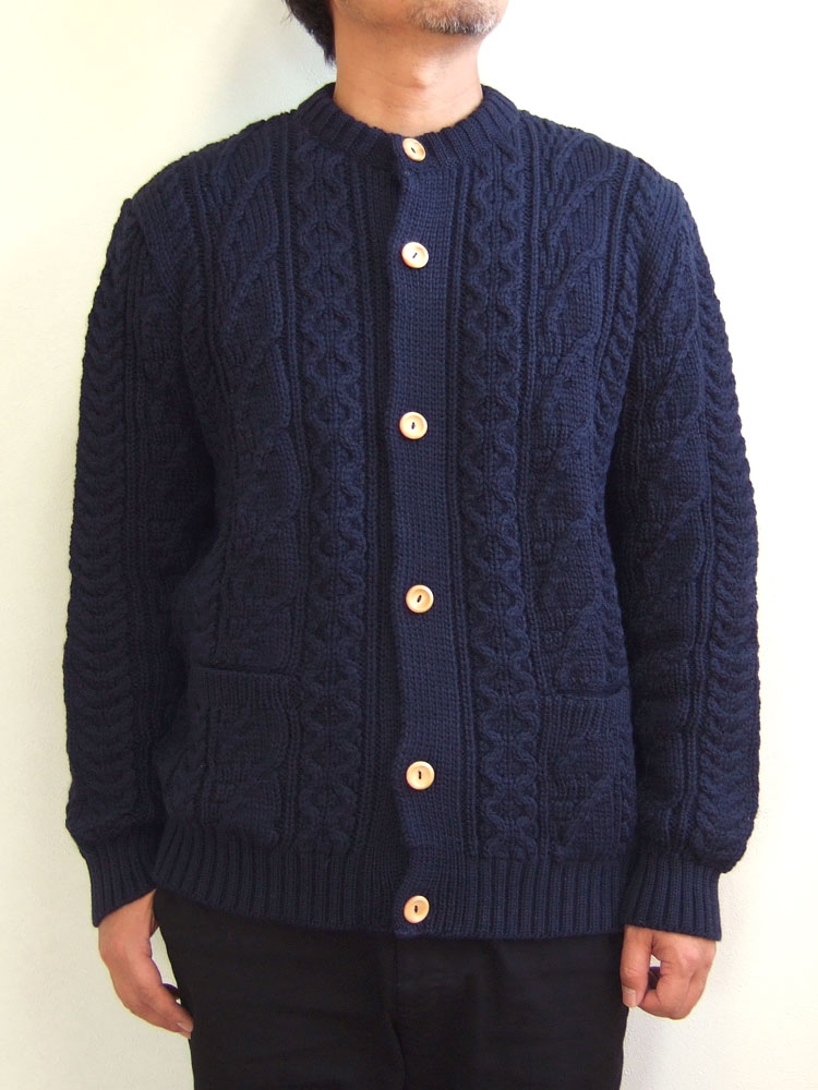 Kerry Woollen Mills ケリーウーレンミルズ Aran Cable Collarless Cardigan アランケーブルカラーレスカーディガン sweater セーター fisherman フィッシャーマン イギリス製 MadeinEngland 男女兼用 ユニセックス KW018-002