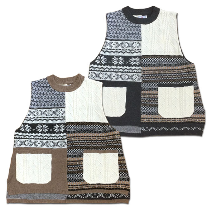 Brocante ラピエセトリコジレ ウールジャカード gilet ベスト ブロカント ドミンゴ 39-218Nのサムネイル