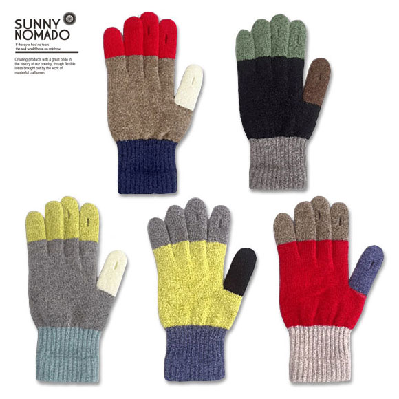 乐天商城 - メール便可 SUNNY NOMADO 香川産マルチカラーのカプサイシン手袋 Glove 手袋 スマホ対応 防寒 抗菌 サニーノマド メンズ レディース フリーサイズ 日本製 MadeinJAPAN TEB-005