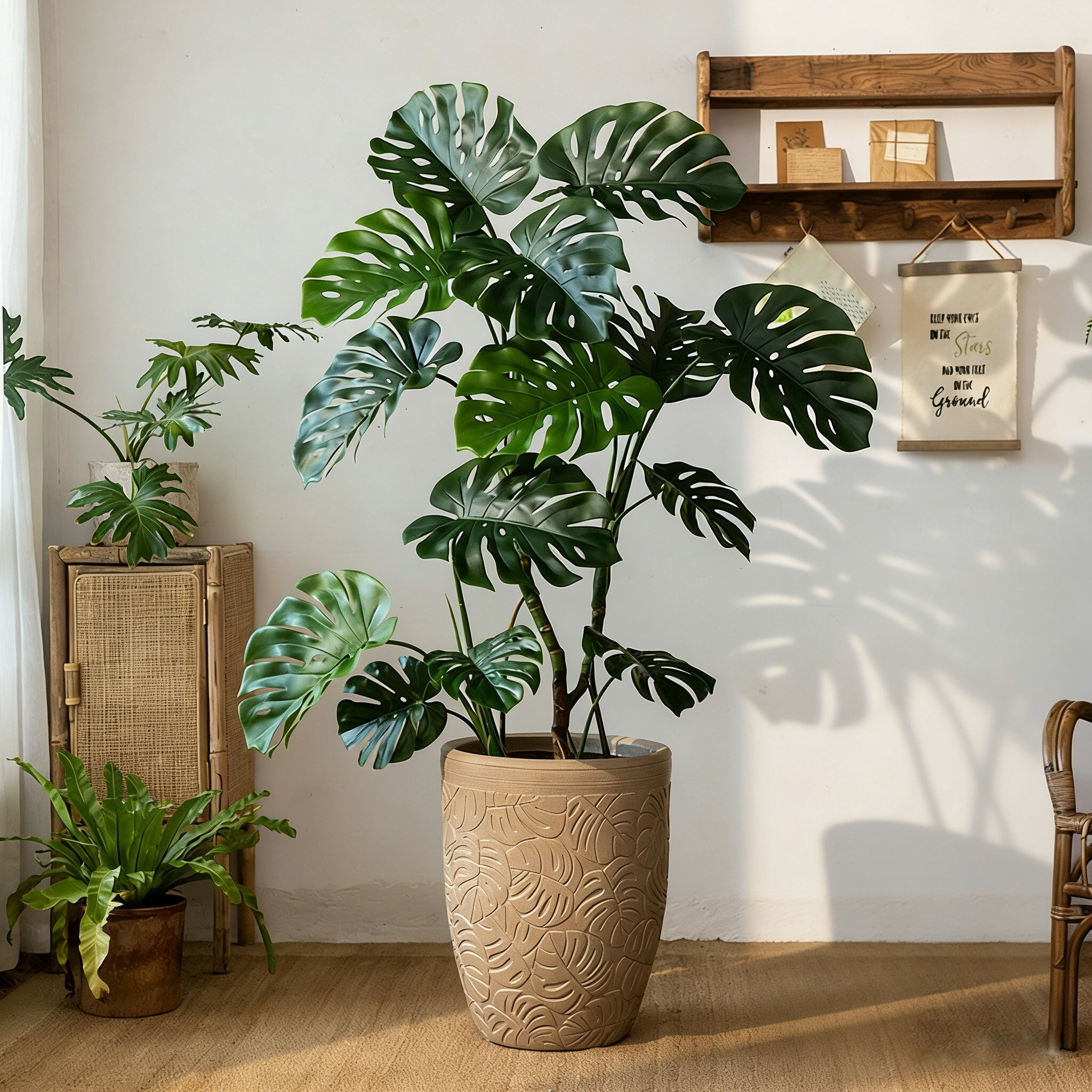 Rakuten - 植木鉢 北欧風 プランター 観葉植物用 大型 方形 軽量 深型 穴付き おしゃれ 室内 屋外対応 耐候性 フラワーポット ガーデンポット コンクリート風 TC40458