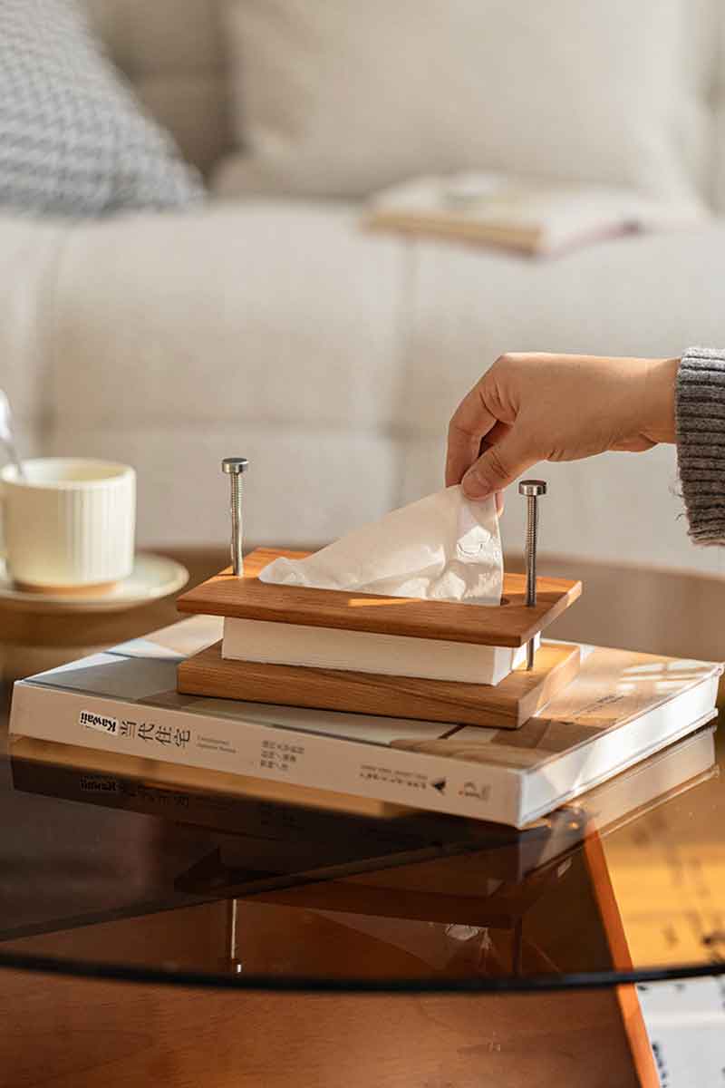 【送料無料】木製ティッシュケース ふた付き北欧風デザイン [3]