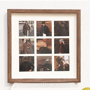 フォトフレーム フレーム 壁掛 壁掛け 木製 おしゃれ 正方形 ましかく 9枚 9面 複数 大きい ましかくプリント スクエア お祝い ウエディング 記念日 誕生日 写真 人気 プレゼント 多面 多窓 複数枚 木目調のサムネイル