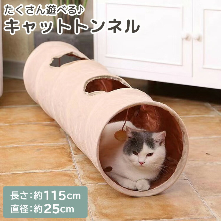 猫 おもちゃ トンネル キャットトンネル ペット用品 内側 シャカシャカ 一人遊び 猫じゃらし ポンポン 窓 シンプル 無地 ダイエット 運動不足 ストレス発散 折りたたみ コンパクト 省スペース 室内 フック U字型 半円