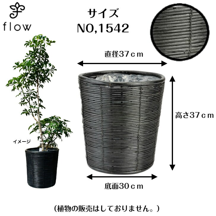 当社の シックなブラック存在感とグリーンを引き立てます ラタン鉢カバー １０号用 No 1542 カゴ インテリア バスケット 観葉植物 花