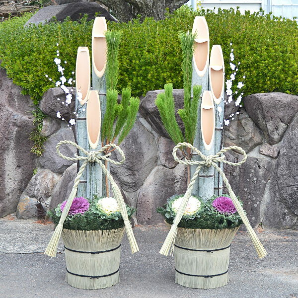 門松(企業・店舗様用) 1.7m コモ 一対 大型 販売 玄関 置物 170cm 松 竹 梅 造花 葉ボタン しめ縄 手作り 通販 お正月飾り オフィス 会社 店 1対 本格 送料無料