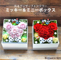 送料無料 プリザーブドフラワー 花 光る ミッキー&ミニーボックス/母の日 結婚記念日 プレゼント ギフト 結婚祝い ウェディング 誕生日 プロポーズ お祝い オルゴール 女性 妻 LED かわいい おしゃれ フラワー ディズニー ミッキー ミニー