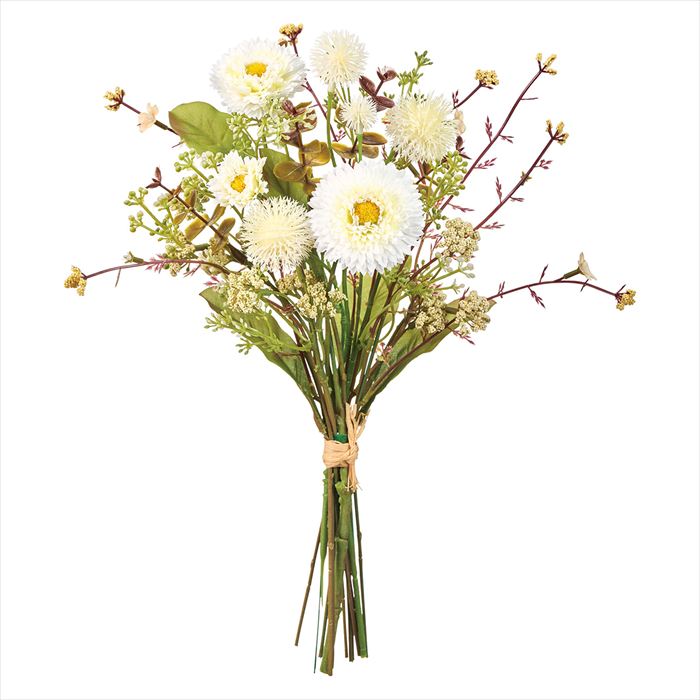 【フラワー（アーティフィシャル） デージー フランネルフラワー】 デージーシスルブーケ ＃1 CR／WH fm007025-001 0【東京堂】