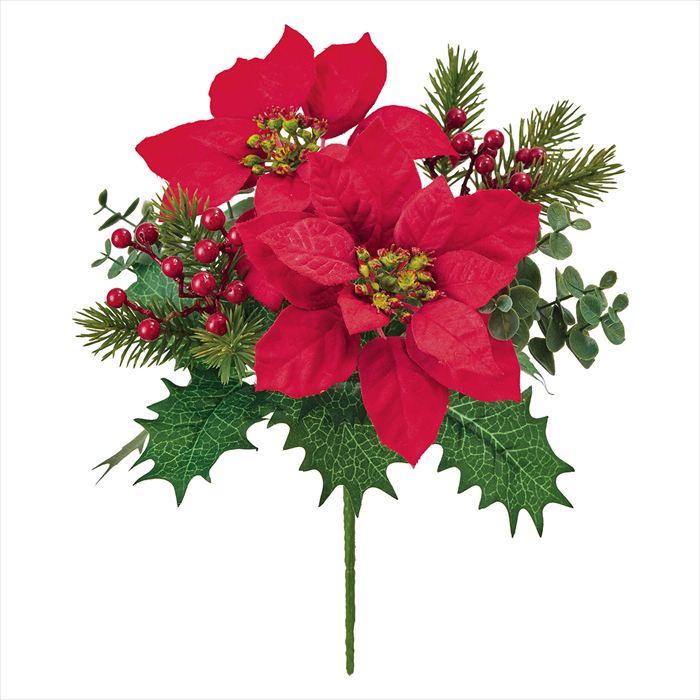 【フラワー（アーティフィシャル） ポインセチア】 ポインミックスブッシュ ＃3 RED fx008529-zzz 0【東京堂】
