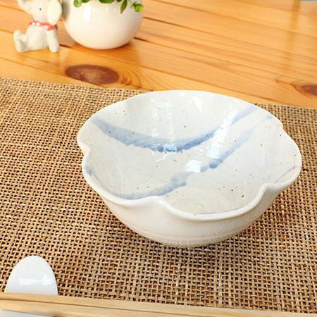 ブルー流し 輪花小鉢(和食器 小鉢 ボウル アウトレット込み 強化磁器 訳あり 多治見美濃焼 日本製)