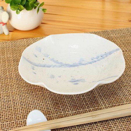 ブルー流し 輪花平鉢(和食器 お皿 中皿 プレート サラダ皿 デザート 業務用 業務用食器 アウトレット込み 強化磁器 訳あり 多治見美濃焼 日本製)