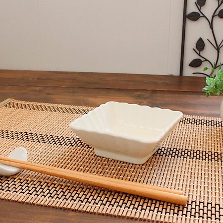 輪花四角鉢 強化磁器(和食器 小鉢 鉢 四角鉢 ボウル 器 割烹の器 業務用 業務用食器 アウトレット 訳あり 美濃焼 日本製)