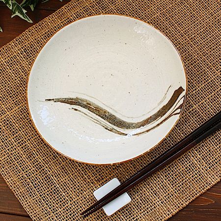 (最終在庫)サビ流し中皿(和食器 お皿 プレート 中皿 業務用 業務用食器 強化磁器 アウトレット 訳あり 多治見美濃焼 日本製)