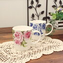 ピンク 染付ROSEマグカップ(洋食器 ボーンチャイナ マグ マグカップ カップ コップ コーヒーカップ アウトレット カフェ食器 業務用食器 訳あり 日本製)