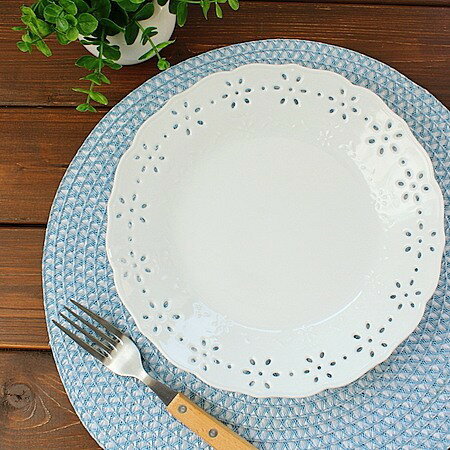 (在庫限り) 白磁 透かし大皿(洋食器 お皿 プレート 大皿 盛皿 透かし カフェ カフェ風 カフェ食器 業務用 業務用食器 白い食器 アウトレット 訳あり 多...