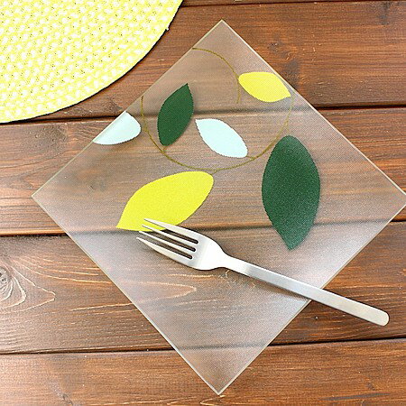 Leafガラスプレート(green) (洋食器 ガラス プレート お皿 角皿 中皿 サラダ デザート カフェ カフェ風 カフェ食器 業務用 業務用食器 アウトレ...