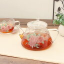 ROSE耐熱ガラスポット(洋食器 ガラス 耐熱ポット ガラスポット ティーポット 紅茶 お茶 茶こし付き 可愛い cafeポット カフェ アウトレット 日本製)
