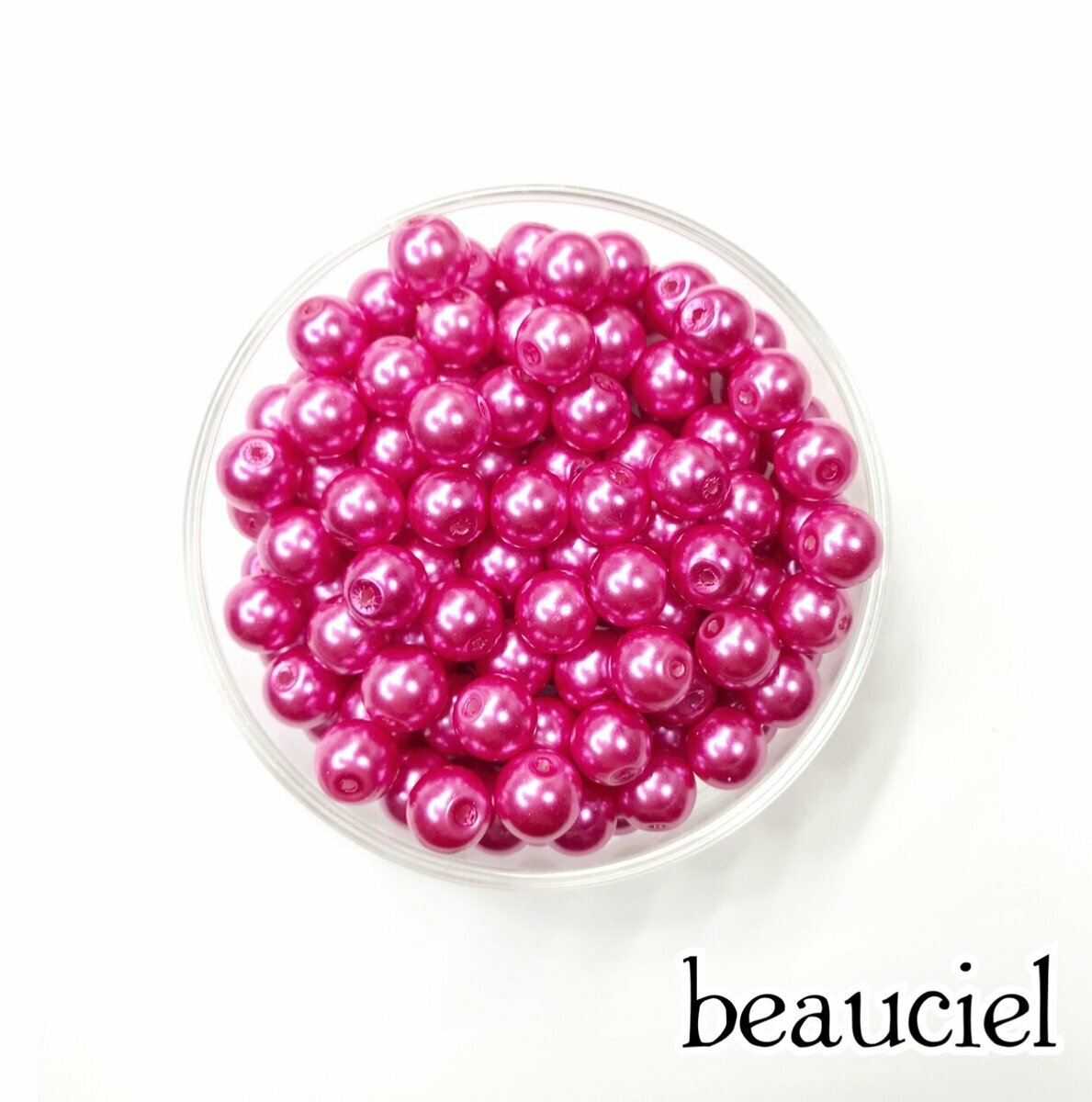 【8mm　100個】ガラスパールビーズ ショッキングピンク