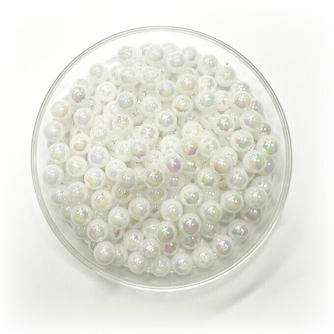 2タイプから選択【8mm　ホワイト 100個】しゃぼんだまのようなアクリルビーズ　ラウンド球体・多面カット