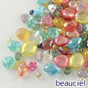 【約70g】 色&形お任せ オーロラアクリルビーズ アソート クリアカラー&オーロラ AB 虹色 福袋