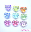 【15×13mm 20個】ぷっくりハートキャンディーカラーシャンクボタン風背面貫通穴ビーズ アソート ミックスカラー