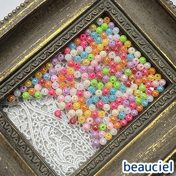【約4mm 400個】パステルオーロラ カラフルアクリルビーズ アソート ラウンド