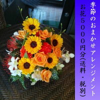 おまかせフラワーアレンジメント5000円『お祝い・記念日用』,あす楽,15時迄,受付,生花,おまかせ,フラワーアレンジメント,5000円,誕生日,記念日,お祝い,ギフト,プレゼント,新宿,四谷,花屋,シャムロック,楽天市場
