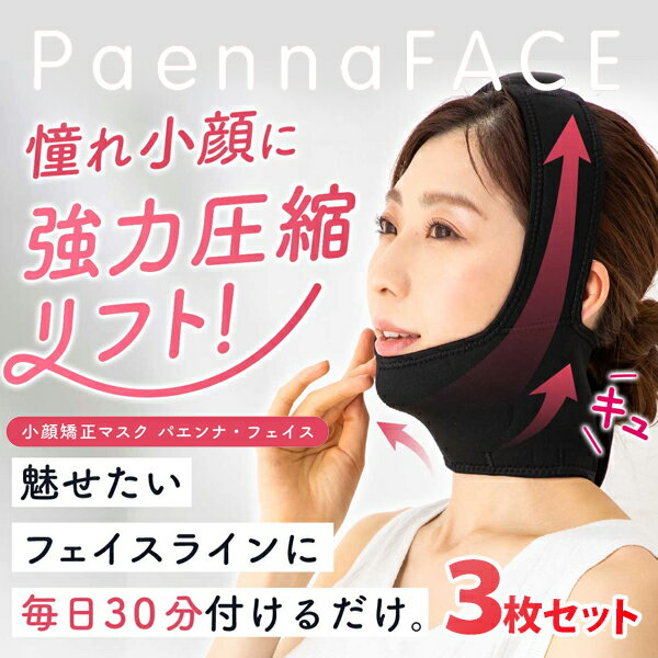 パエンナフェイス Paenna FACE 3枚セット 送料無料/マスク フェイスカバー 小顔 着圧 サポーター フェイスライン 美容 ケア