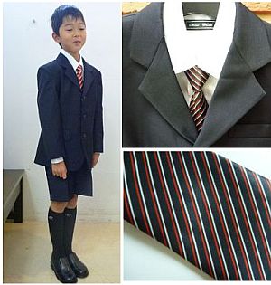 フラワーキッズオリジナル 男児フォーマルスーツ5点セット 入学式スーツ(110〜130cm)[カラー：濃紺]【楽ギフ_包装】