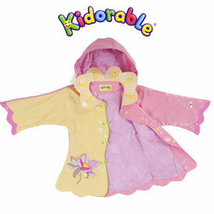 子供 レインコート ピンク ロータス 花 軽量素材 裏地付 2歳3歳4歳5歳6歳 Kidorable キドラブル 90cm95cm100cm110cm115cm125cm フード付き 雨合羽　キッズ　レイン　カッパ　子供用　女児　インポート　アメリカ 1