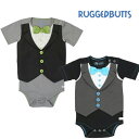 タキシード風半袖ロンパース 6-12M（6〜12ヶ月））RUGGED BUTTS（ラゲッドバッツ）男児 ベビーフォーマル 　[グレー/ブラック]ベビー 男児　ボーイズ　出産祝い　ギフト　プレゼント ボディ　タキシード　送料無料