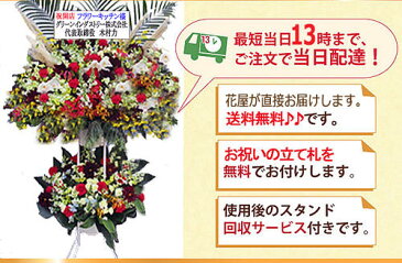 開店・開業祝い用 スタンド花 2段 午後13時までのご注文で、即日からお届けが可能です! 即日配達・当日配達可能/開業 祝い/ピンク/オレンジ/赤/ビジネス 即日/ギフト/花/プレゼント/スタンド/段/開店祝い/イーフローラ/きょう花 バレンタイン ホワイトデー