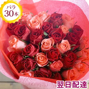 花【あす楽15時】バラ30本花束 お祝い フラワーギフト プレゼント バラ 薔薇 誕生日 記念日 お祝い 生花 花束 結婚祝い 成人祝い 成人の日画像配信対象外【即日発送】女性 FKAA