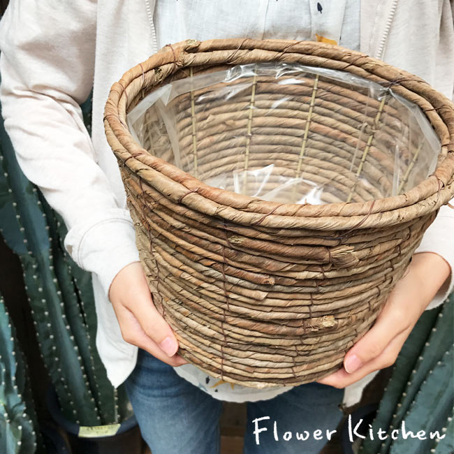 (資材)バナナ丸かご6号茶 鉢カバー 観葉植物 茶かご バナナかご 上質な鉢カバー ナ...