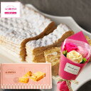 花とスイーツのセットソープフラワーアレンジ フェアリーブーケと「六本木アマンド」チーズミルフィーユセット 送料無料【一部地域を除く】 花束ソープフラワー 花 贈...