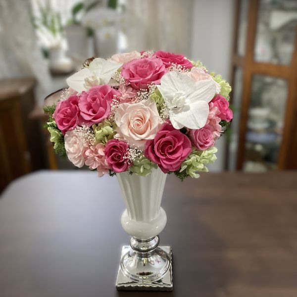 豪華プリザーブドフラワー 豪華コチョウラン&ピンクローズ 開店祝い 開業祝い 開院祝い 新築祝い 退職..