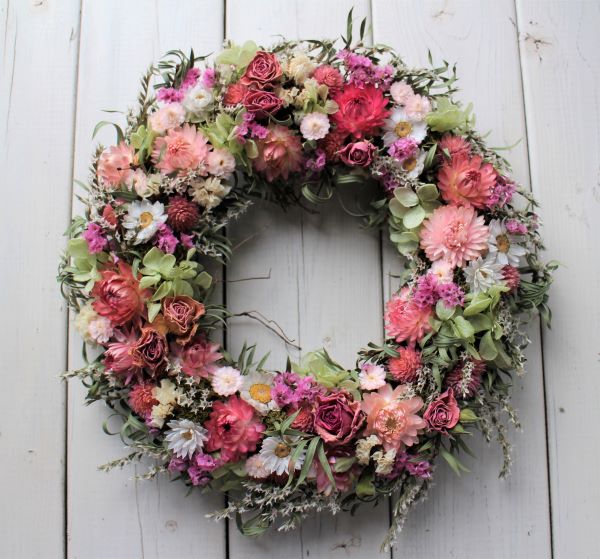 ドライフラワーリース【ナチュラルフラワーリース　ピンク系A】のサムネイル