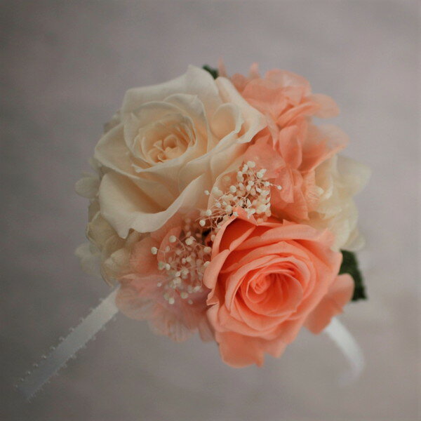 プリザーブドフラワー コサージュ 2輪 ピーチソルベ ケース付き 送料無料 卒業式 卒園式 入学式 入園式 結婚式 セレモニー フォーマル