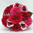 【★造花★造花★造花★ プリティブーケ レッド M】/花/フラワーギフト/結婚祝い/誕生日/退職祝い/歓迎/送迎/記念日/花束/還暦/お祝い/卒業式/卒園式/造花